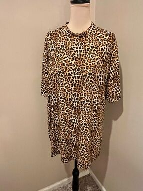 Dressed in LALA Leopard Print Tunic in Tan, Brown, Black